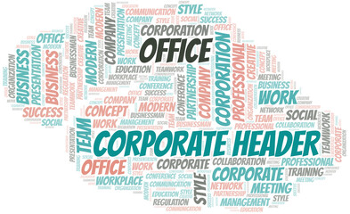 Obraz premium Corporate Header vector word cloud, made with text only.