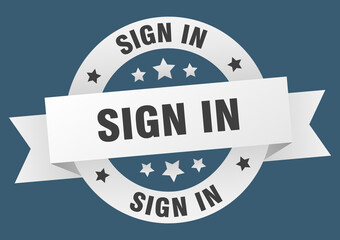 sign in round ribbon isolated label. sign in sign