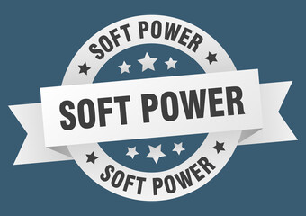 soft power round ribbon isolated label. soft power sign