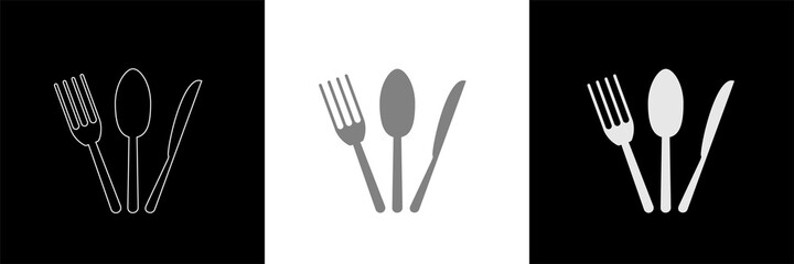 Spoon knife fork icon set5