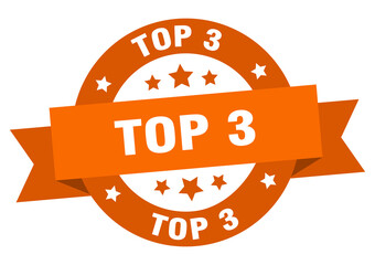 top 3 round ribbon isolated label. top 3 sign