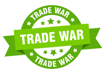trade war round ribbon isolated label. trade war sign