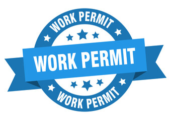 work permit round ribbon isolated label. work permit sign