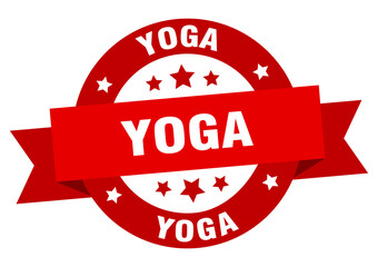 Obraz premium yoga round ribbon isolated label. yoga sign