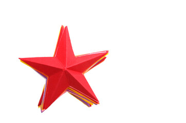 Colorful decorated paper stars on white
