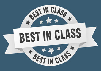 best in class round ribbon isolated label. best in class sign