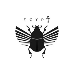 Creative design of egyptian scarab illustration - obrazy, fototapety, plakaty