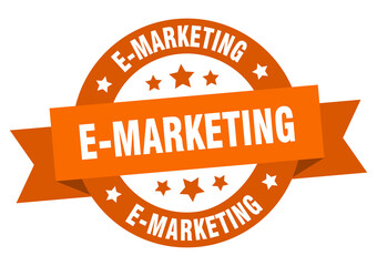 e-marketing round ribbon isolated label. e-marketing sign