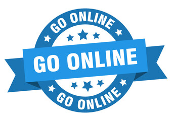 Obraz premium go online round ribbon isolated label. go online sign