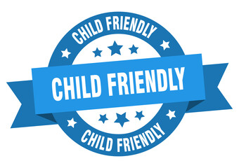 child friendly round ribbon isolated label. child friendly sign