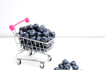 Fresh blueberries in a shopping cart photography