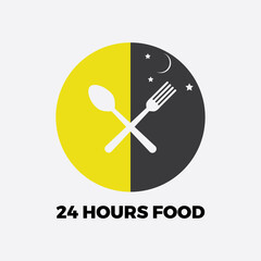 vector illustration of a day and night plate with cutlery for a restaurant logo design