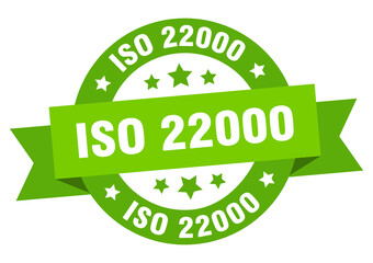 iso 22000 round ribbon isolated label. iso 22000 sign