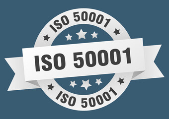 iso 50001 round ribbon isolated label. iso 50001 sign