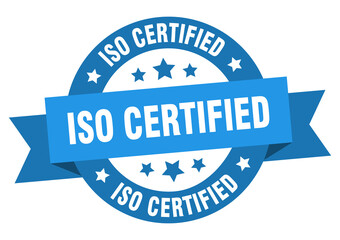 iso certified round ribbon isolated label. iso certified sign