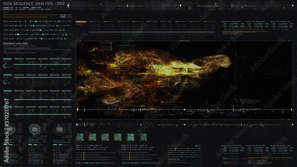 Poster Futuristic holographic data sequence simulation of artificial neural networks intelligence analysis head up display background