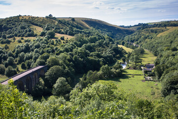 View of Monsal Dale and the Headstone Viaduct, Peak District National Park, Derbyshire, UK