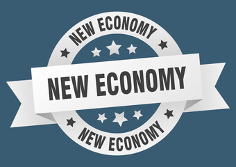 new economy round ribbon isolated label. new economy sign