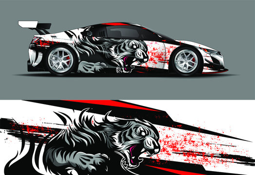 ik ontbijt Consequent maat car wrap, decal, vinyl sticker designs concept. auto design geometric  stripe tiger background for wrap vehicles, race cars, cargo vans, and  livery Stock Vector | Adobe Stock