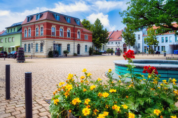Market place in the idyllic city of Werder an der Havel, Potsdam, Germany