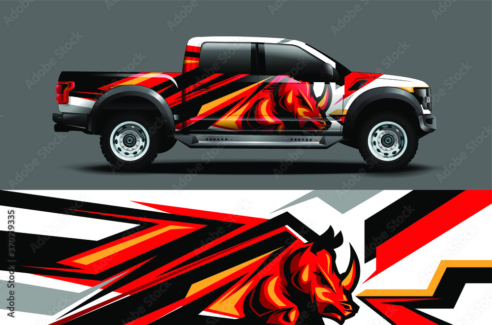 Poster truck and vehicle graphic vector. racing background for vinyl wrap and decal