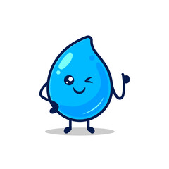 Cute water droplet mascot design illustration