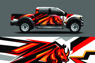 Naklejka premium truck and vehicle Graphic vector. Racing background for vinyl wrap and decal