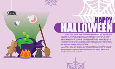 info graphic of Happy Halloween background. vector cartoon flat design.