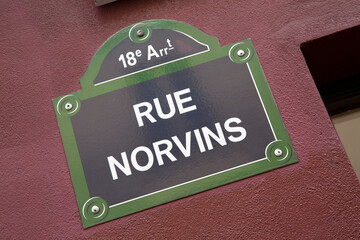 Norvins Street Sign; Paris