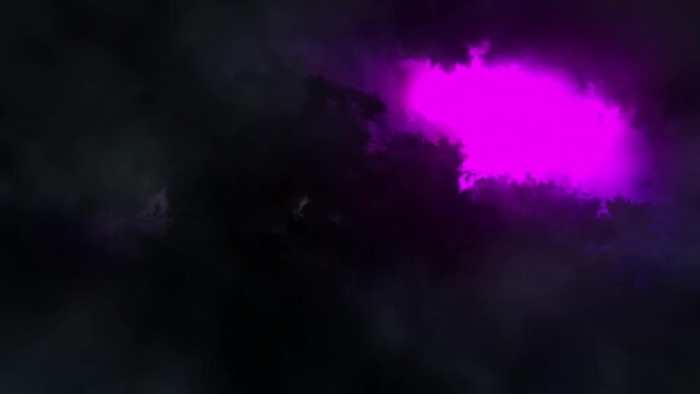 Flying into Clouds and Lightnings Seamless Loop