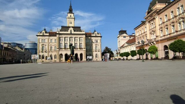 Timelapse footage of City Hall Novi Sad in Serbia