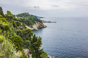 Naklejka premium Scenic view of Adriatic Coast in Dubrovnik. Dubrovnik, Mediterranean, Croatia Europe.