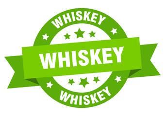 whiskey round ribbon isolated label. whiskey sign