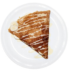 Banana filled creep on a white background