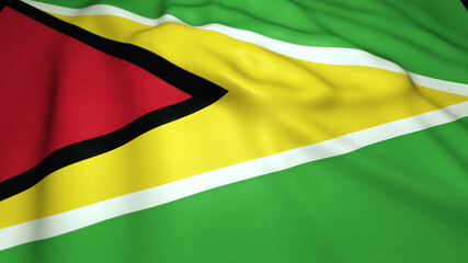 Obraz premium Waving realistic Guyana flag close up on background, 3d illustration