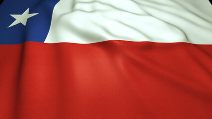 Waving realistic Chile flag close up on background, 3d illustration
