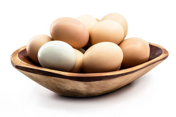 Brazilian free-range egg on isolated white background, natural free-range eggs from Minas Gerais