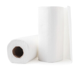 Rolls of paper towels on a white background. Isolated