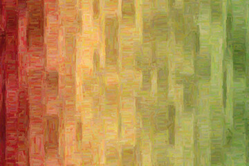 Green and dark red lines colorful impasto background, digitally created.