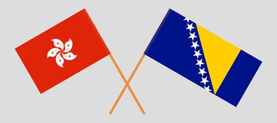 Crossed flags of Hong Kong and Bosnia and Herzegovina