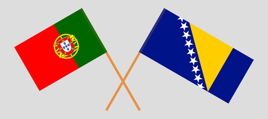 Crossed flags of Bosnia and Herzegovina and Portugal