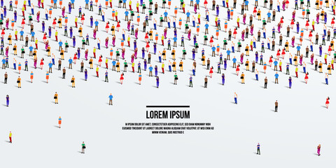 A large group of people on white background. Crowd seamless background. Vector illustration