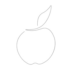 Apple silhouette line drawing vector illustration 