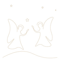 Christmas angel with wings and stars vector illustration 