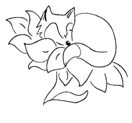 Vector simple lineart sleeping fox