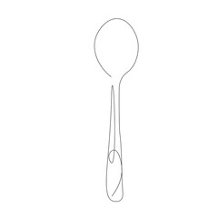 Spoon silhouette line drawing vector illustration 