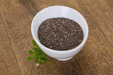 Dietary Chia seeds in the bowl
