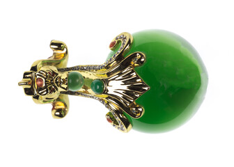vintage gold element,green glass ball in gold