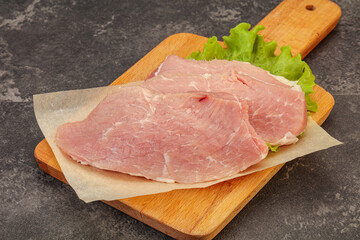 Raw pork steak for cooking