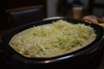 日本の家庭のとても美味しいお好み焼き
